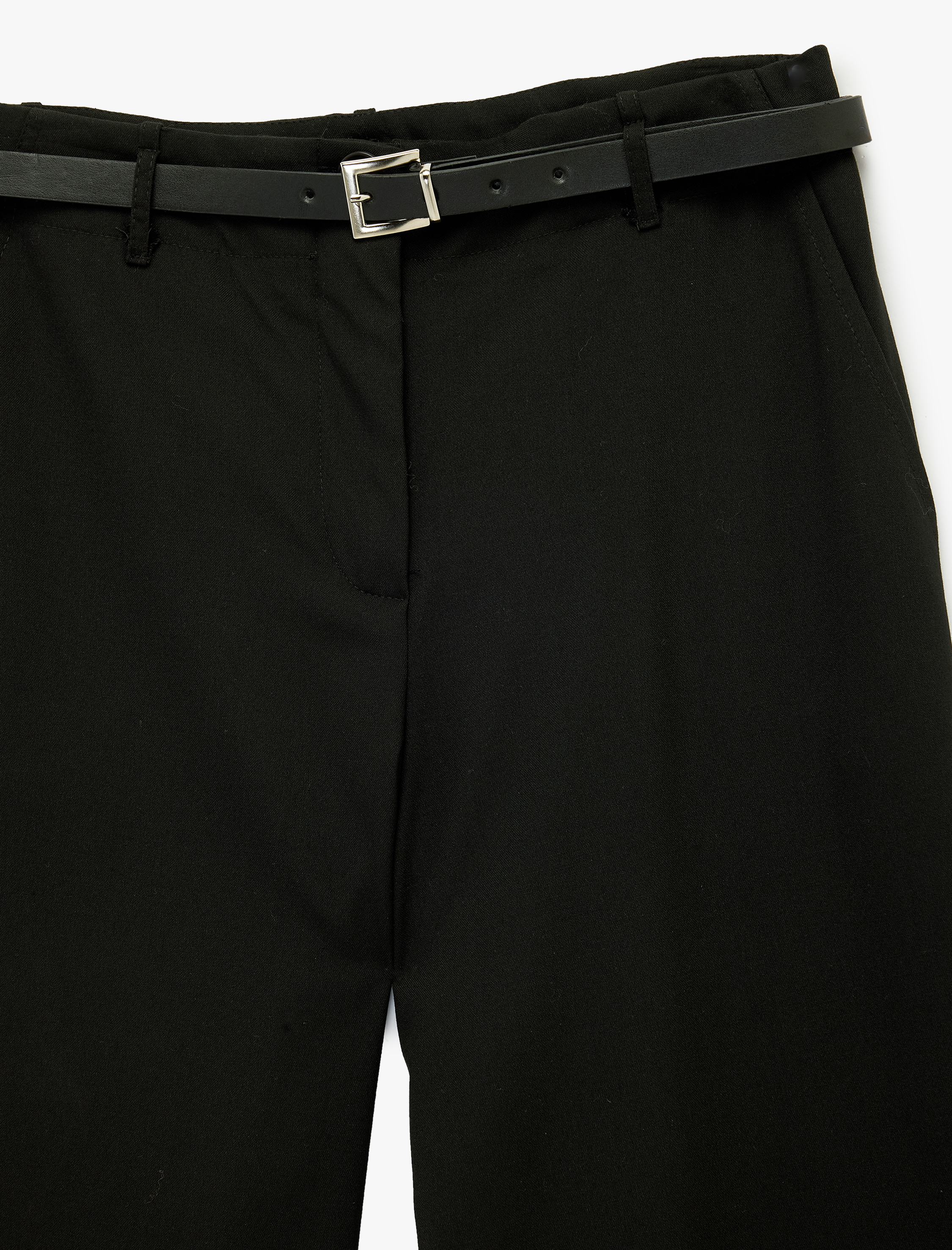   Cepli Kemer Detaylı Viskon Karışımlı Geniş Paça Pantolon