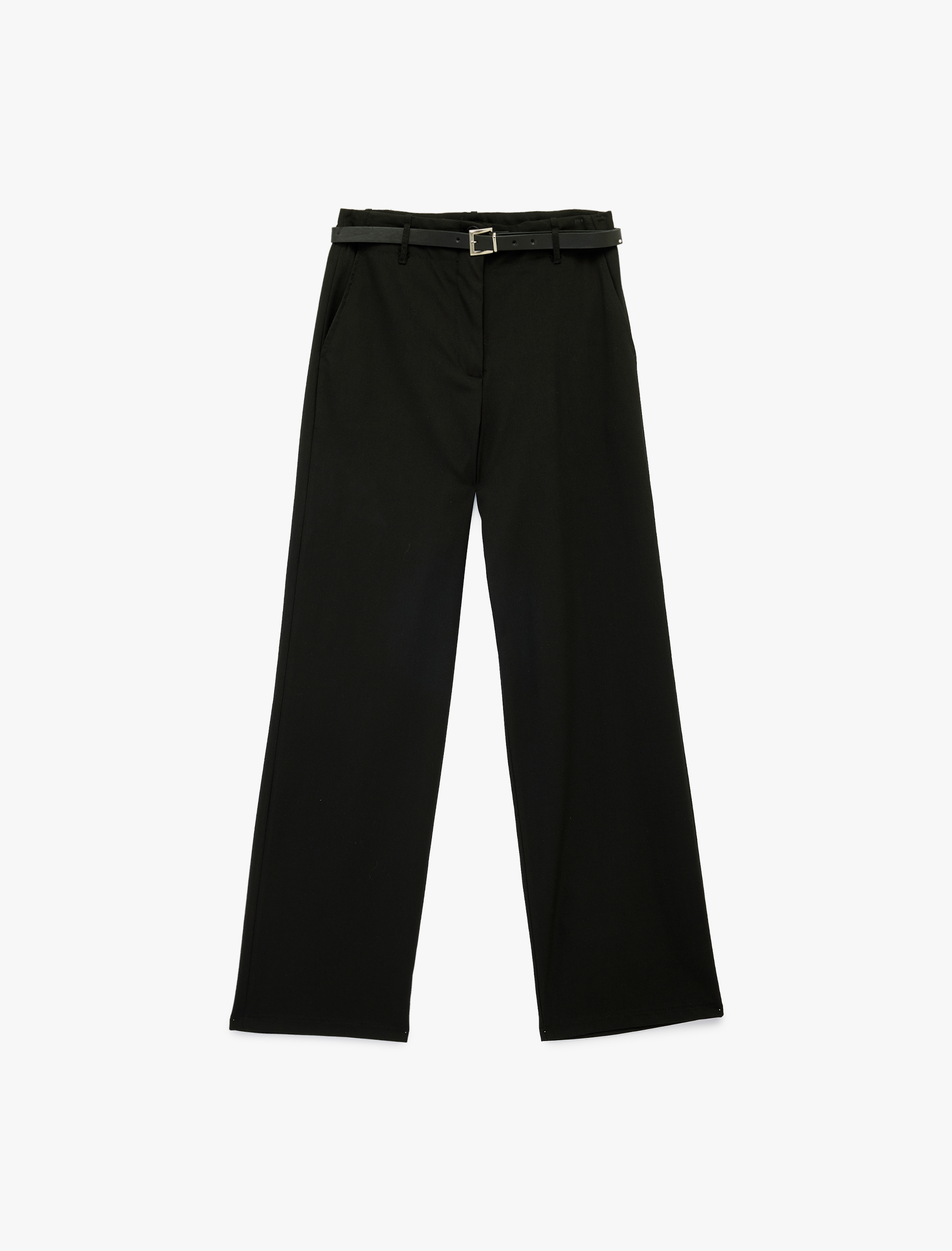   Cepli Kemer Detaylı Viskon Karışımlı Geniş Paça Pantolon