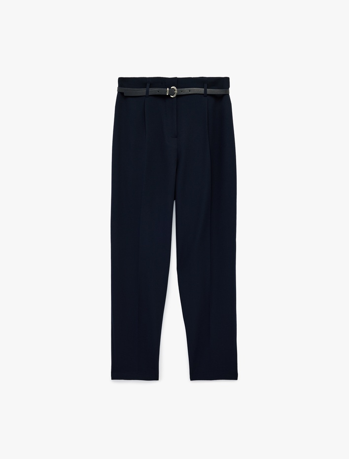  Normal Bel Düz Paça Kemer Detaylı Slim Fit Cigarette Pantolon