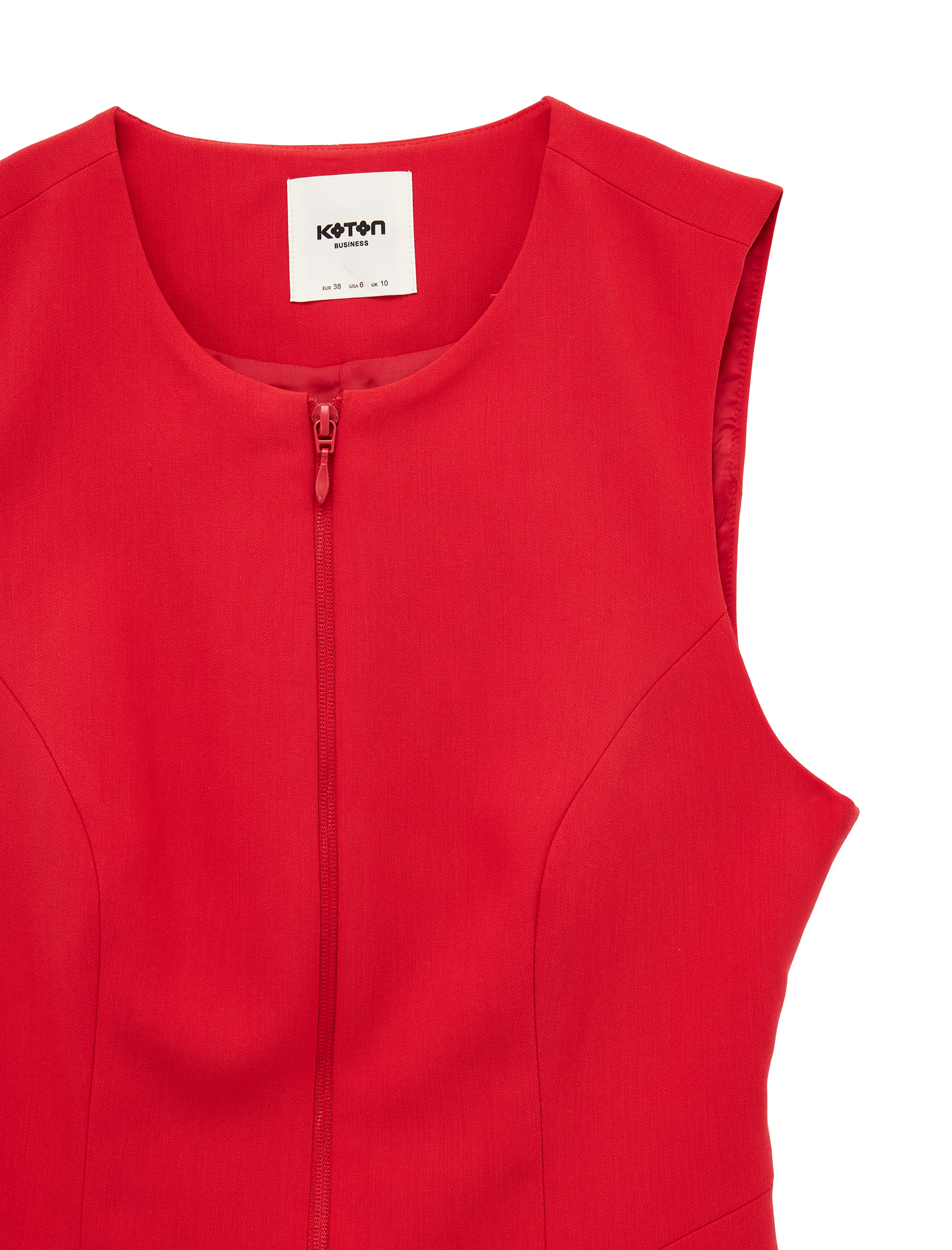   Bisiklet Yaka Kolsuz Fermuarlı Viskon Karışımlı Yelek