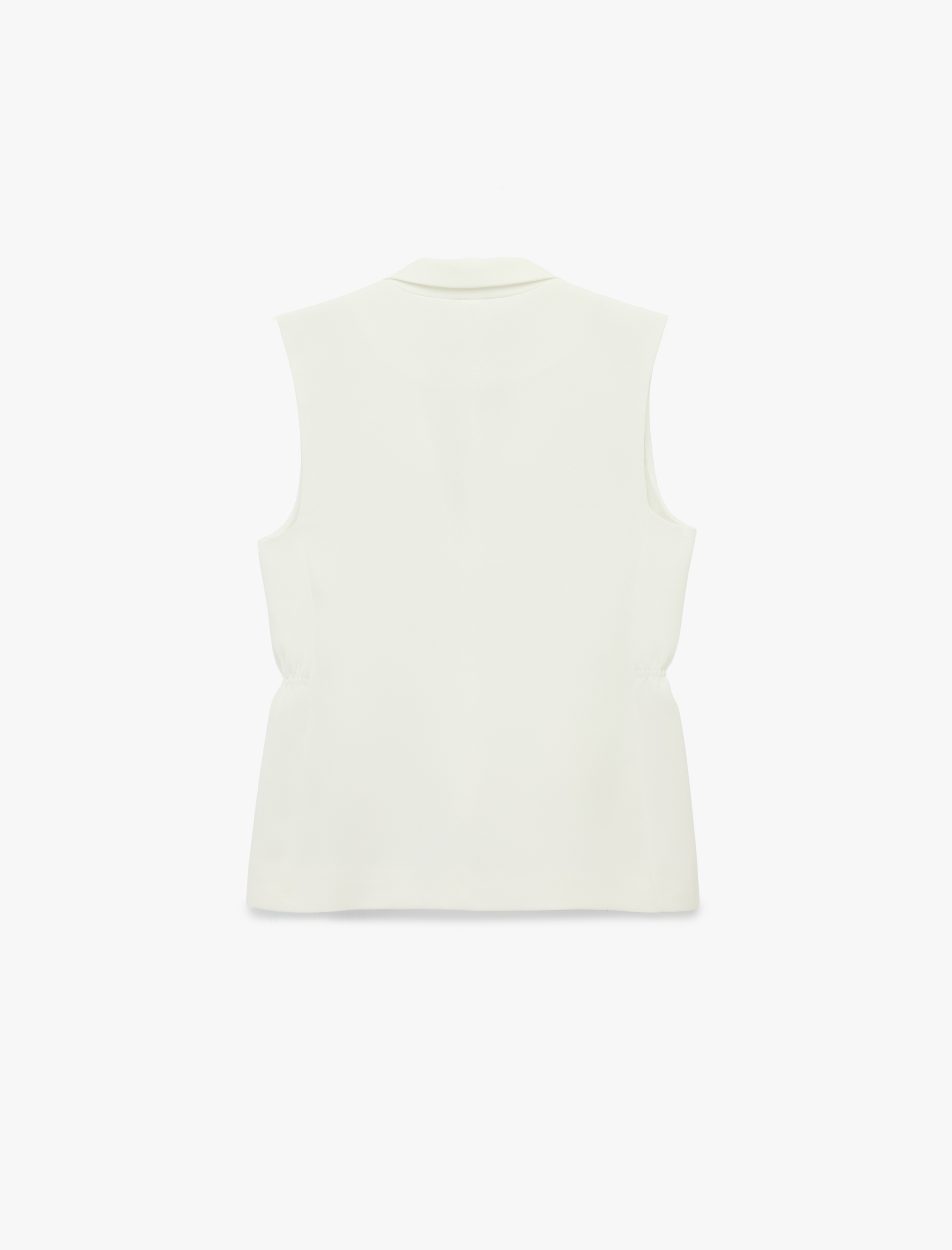   Büzgü Detaylı Geniş Yaka Düğmeli Kolsuz Krep Yelek