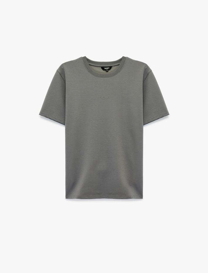  Regular Fit Bisiklet Yaka Pamuklu Tok Kumaş Kısa Kollu Baskılı Tişört