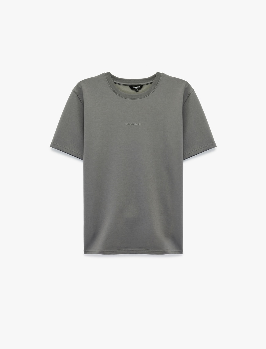 Koton Erkek Regular Fit Bisiklet Yaka Pamuklu Tok Kumaş Kısa Kollu Baskılı T-Shirt