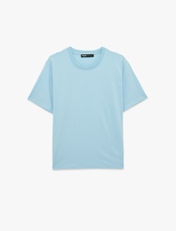 Regular Fit Kısa Kollu Bisiklet Yaka Pamuklu Basic Tişört