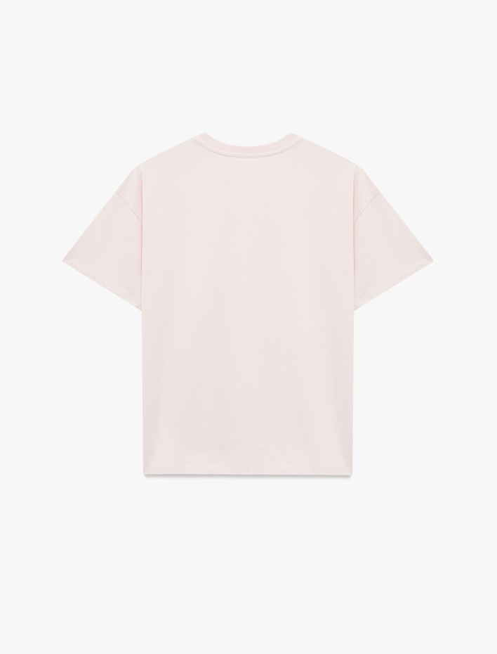  Rahat Kalıp Kısa Kollu Bisiklet Yaka Geyik Baskılı Pamuklu Tişört