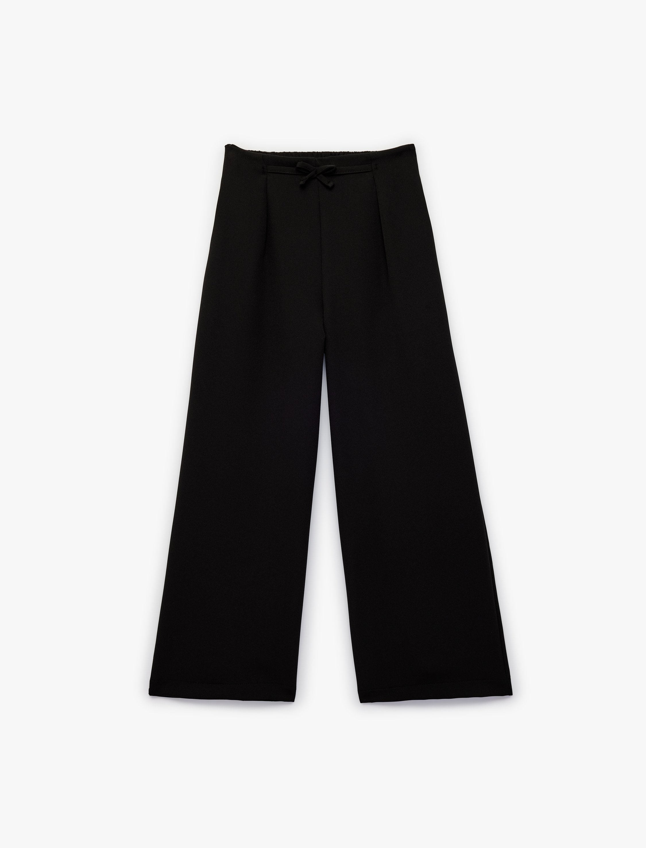  Kız Çocuk Fiyonk Detaylı Beli Lastikli Geniş Paça Pantolon