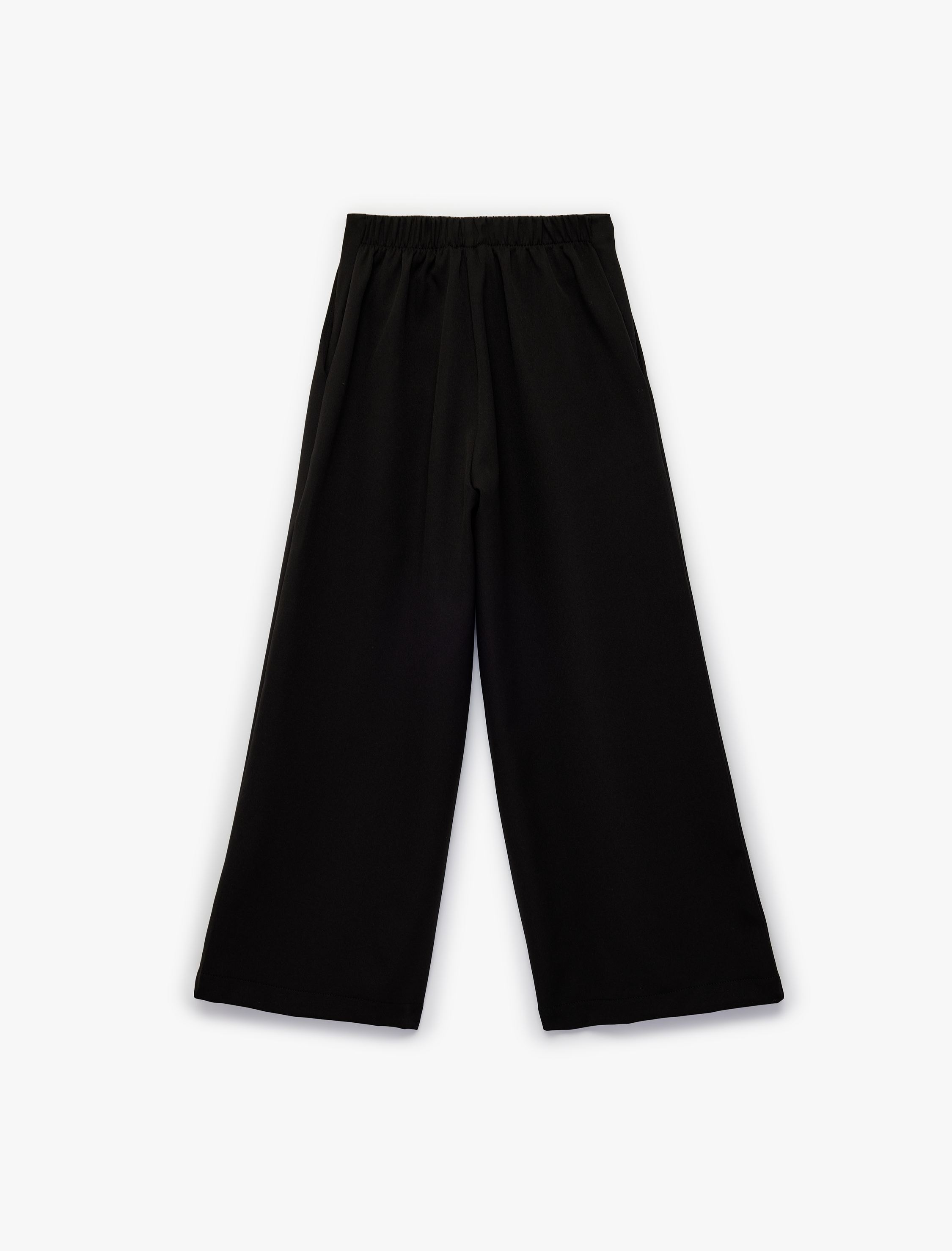  Kız Çocuk Fiyonk Detaylı Beli Lastikli Geniş Paça Pantolon