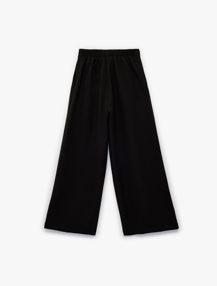 Kız Çocuk Fiyonk Detaylı Beli Lastikli Geniş Paça Pantolon