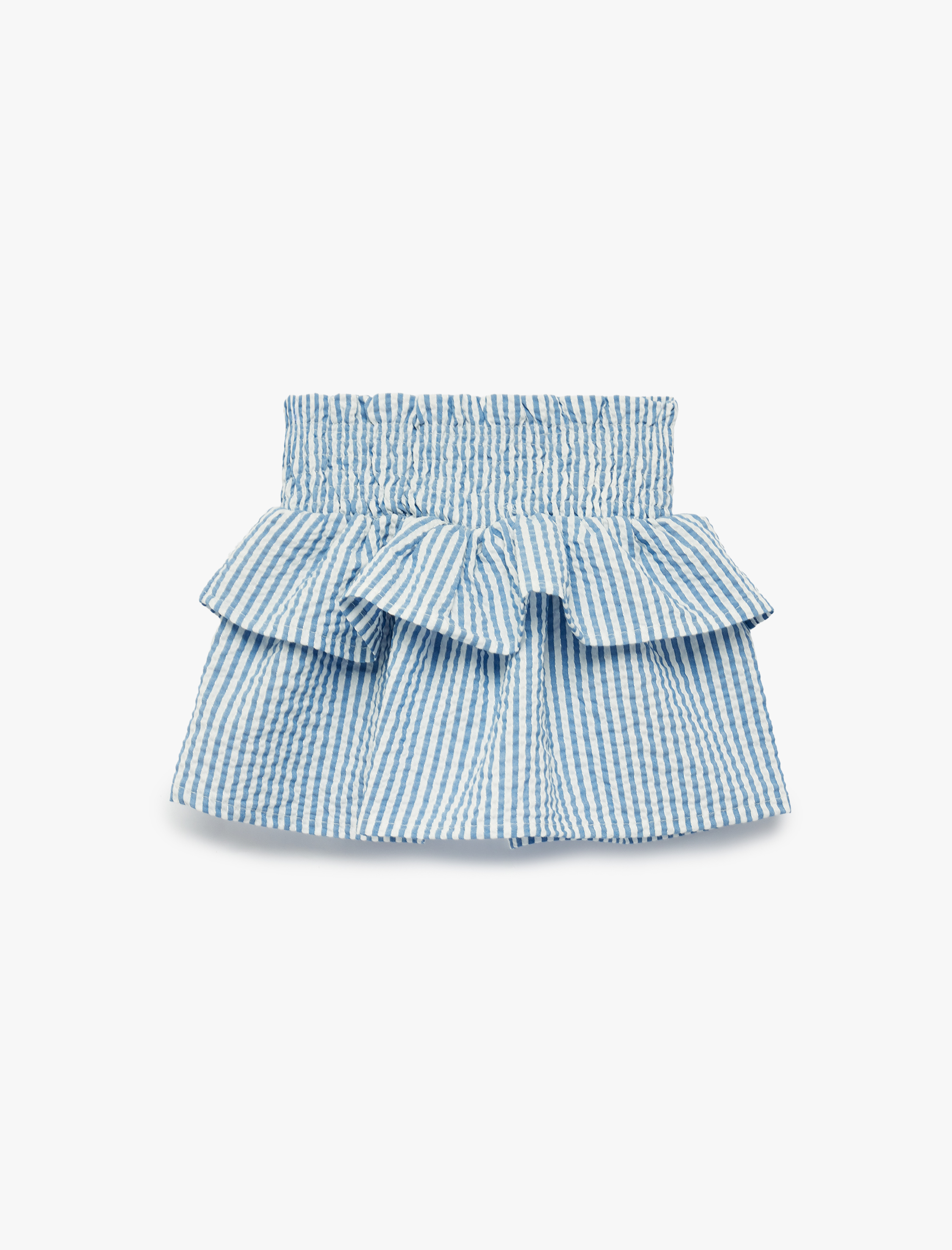  Kız Bebek Gipeli Yüksek Bel Katlı Pileli Çizgili Etek