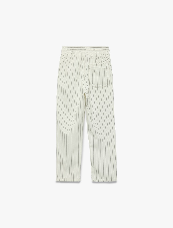 Erkek Çocuk Beli Bağcıklı Rahat Kalıp Çizgili Pantolon