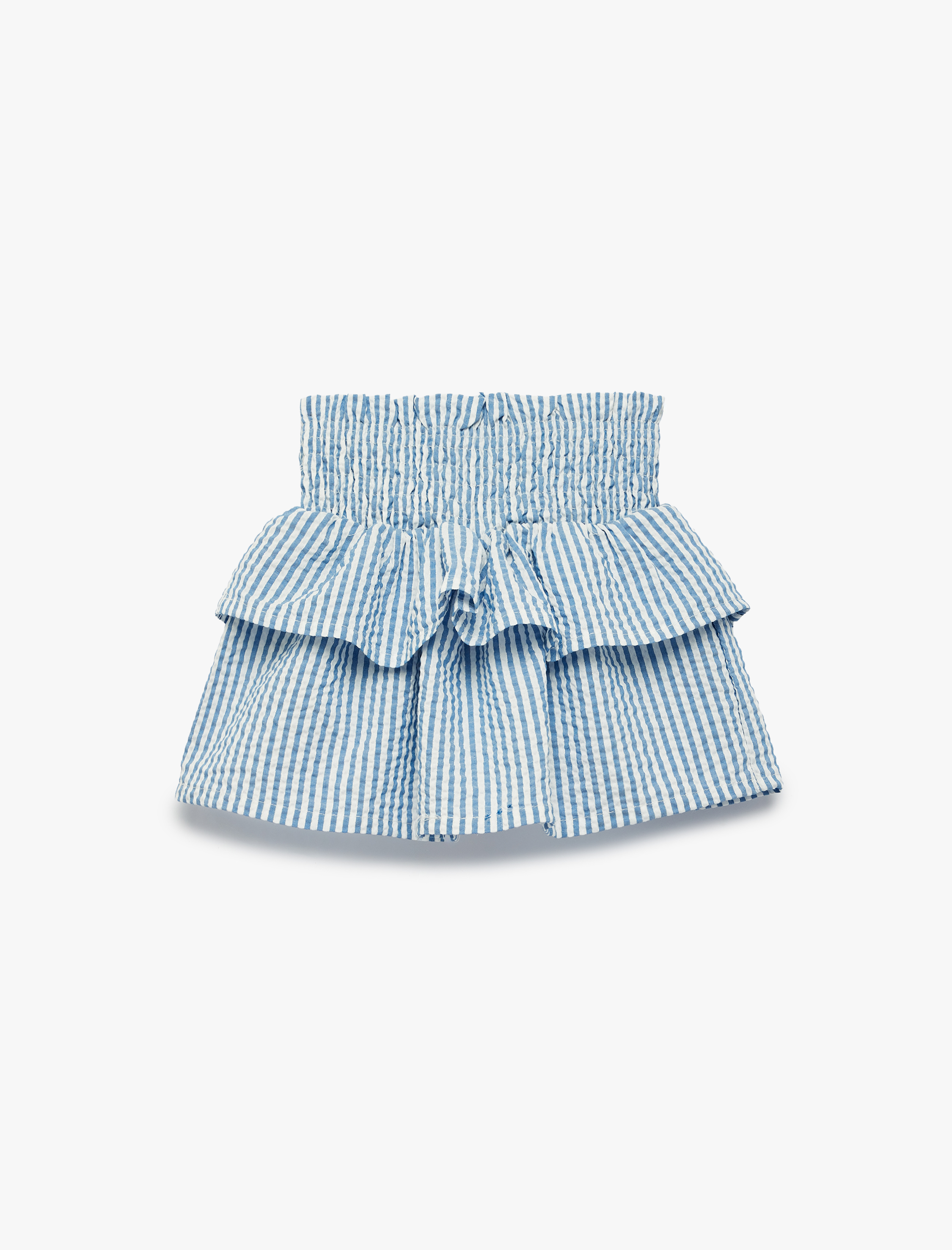  Kız Bebek Gipeli Yüksek Bel Katlı Pileli Çizgili Etek