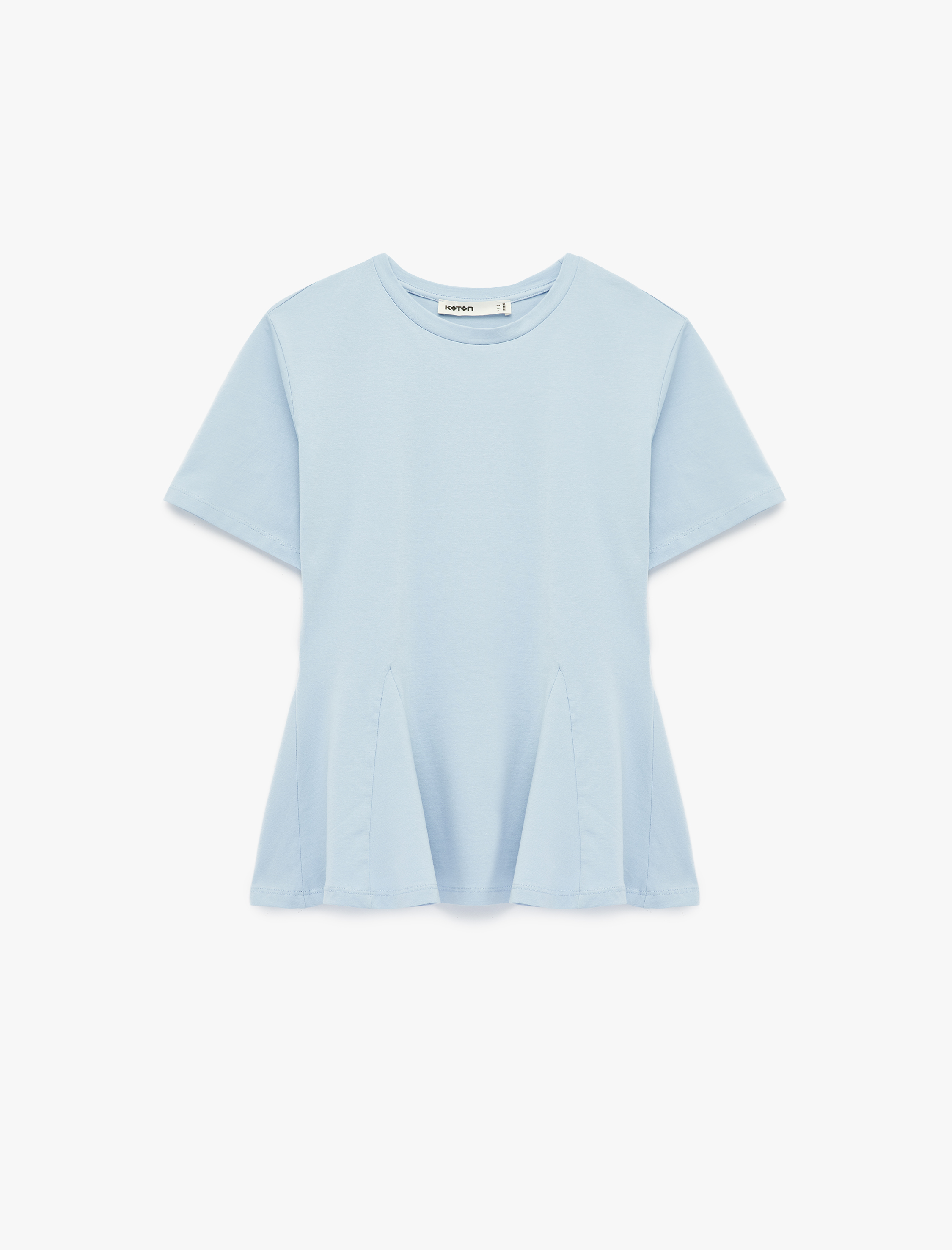   Pamuklu Slim Fit Kısa Kollu Bisiklet Yaka Peplum Basic Tişört