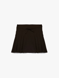 Fiyonk Detaylı Astarlı Pileli Etek