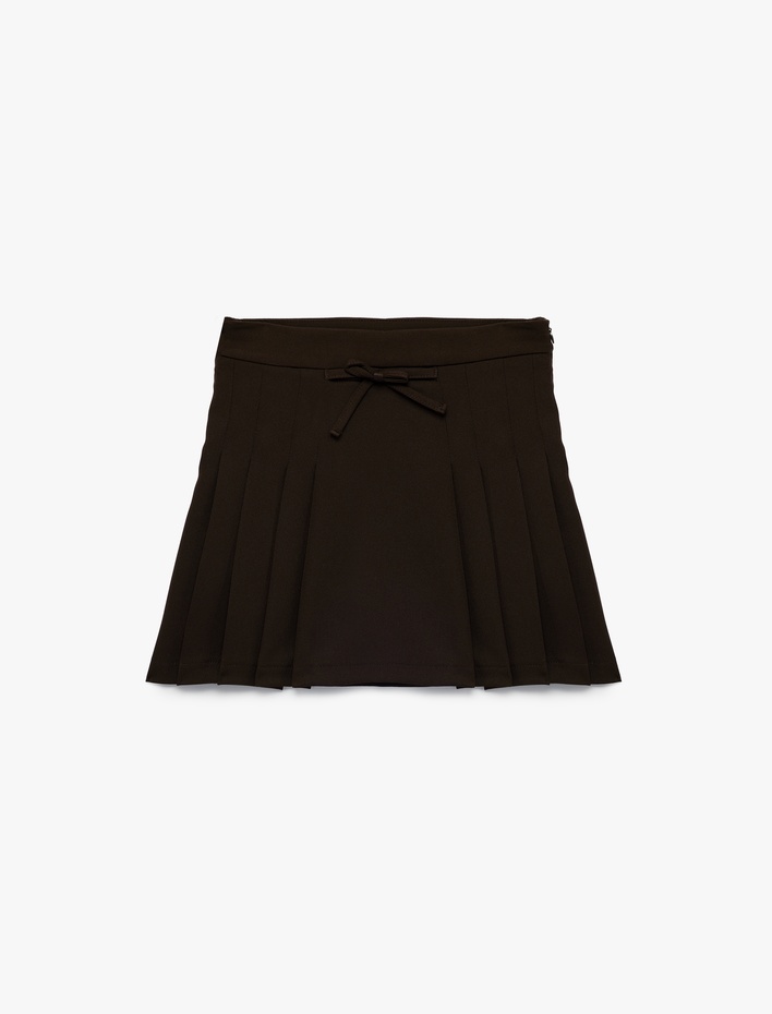 Kız Çocuk Fiyonk Detaylı Astarlı Pileli Etek