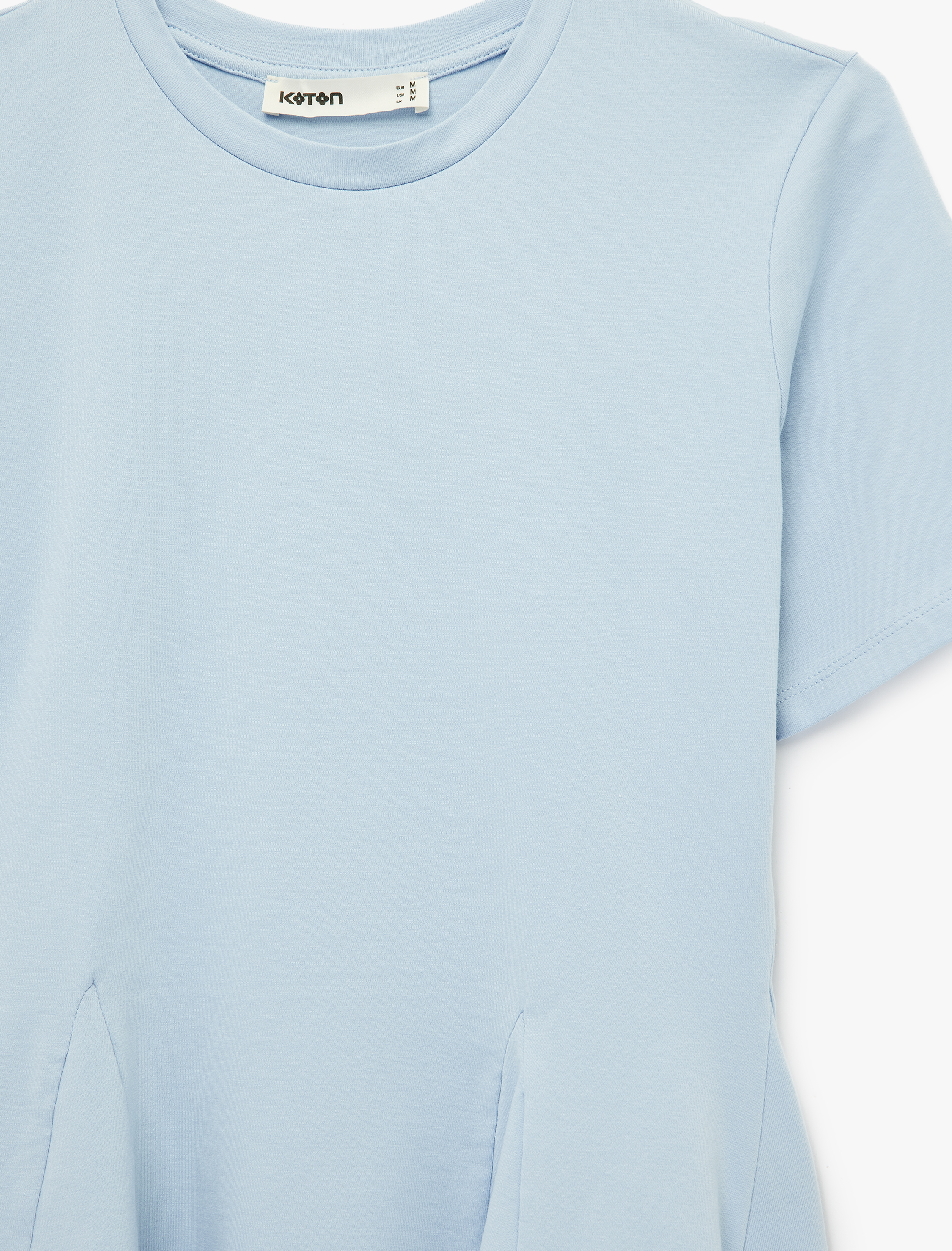   Pamuklu Slim Fit Kısa Kollu Bisiklet Yaka Peplum Basic Tişört