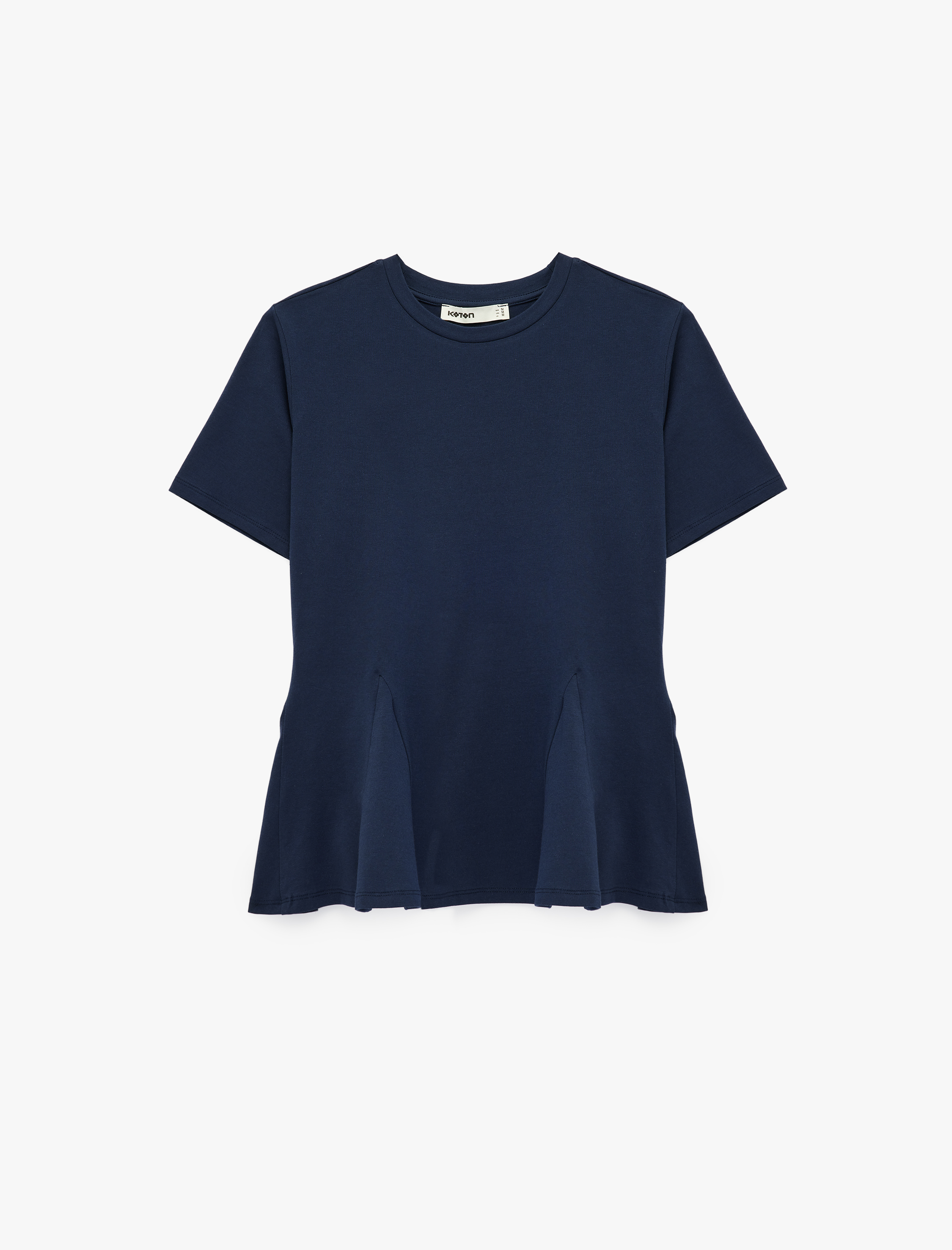   Pamuklu Slim Fit Kısa Kollu Bisiklet Yaka Peplum Basic Tişört