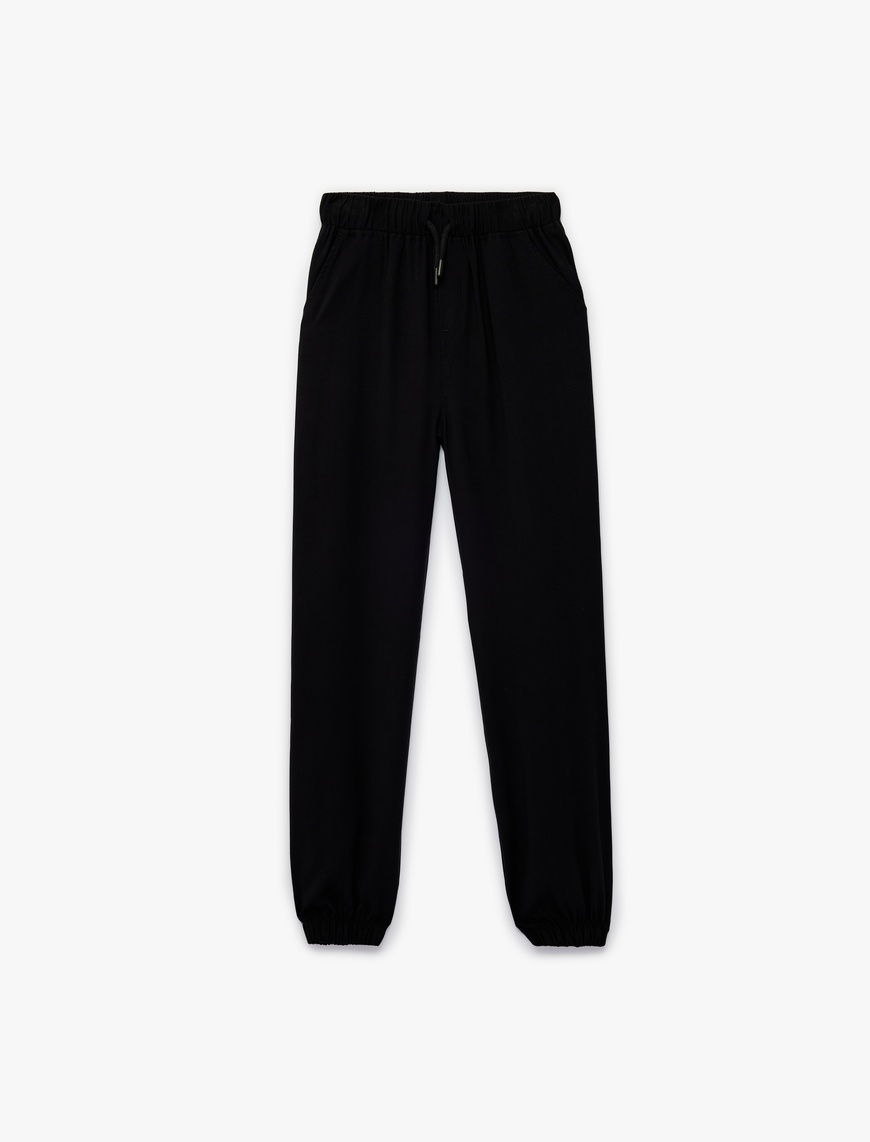Koton Beli Bağcıklı Viskon Karışımlı Jogger Pantolon