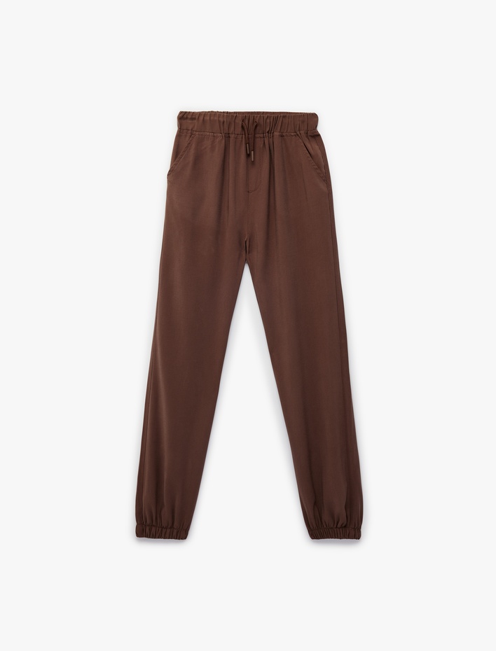 Erkek Çocuk Beli Bağcıklı Viskon Karışımlı Jogger Pantolon