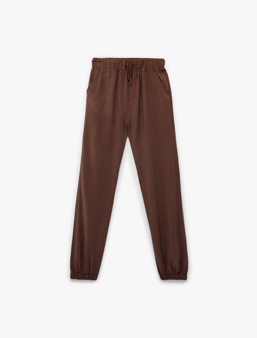 Koton Beli Bağcıklı Viskon Karışımlı Jogger Pantolon