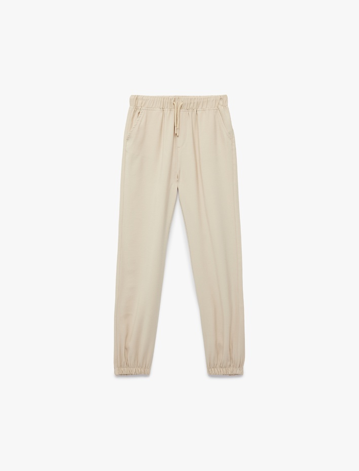 Erkek Çocuk Beli Bağcıklı Viskon Karışımlı Jogger Pantolon