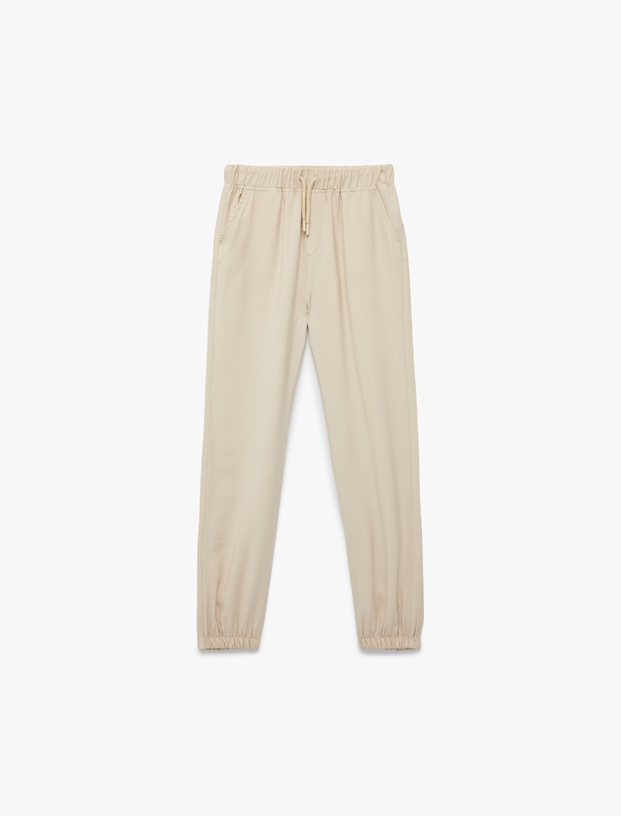 Koton Beli Bağcıklı Viskon Karışımlı Jogger Pantolon
