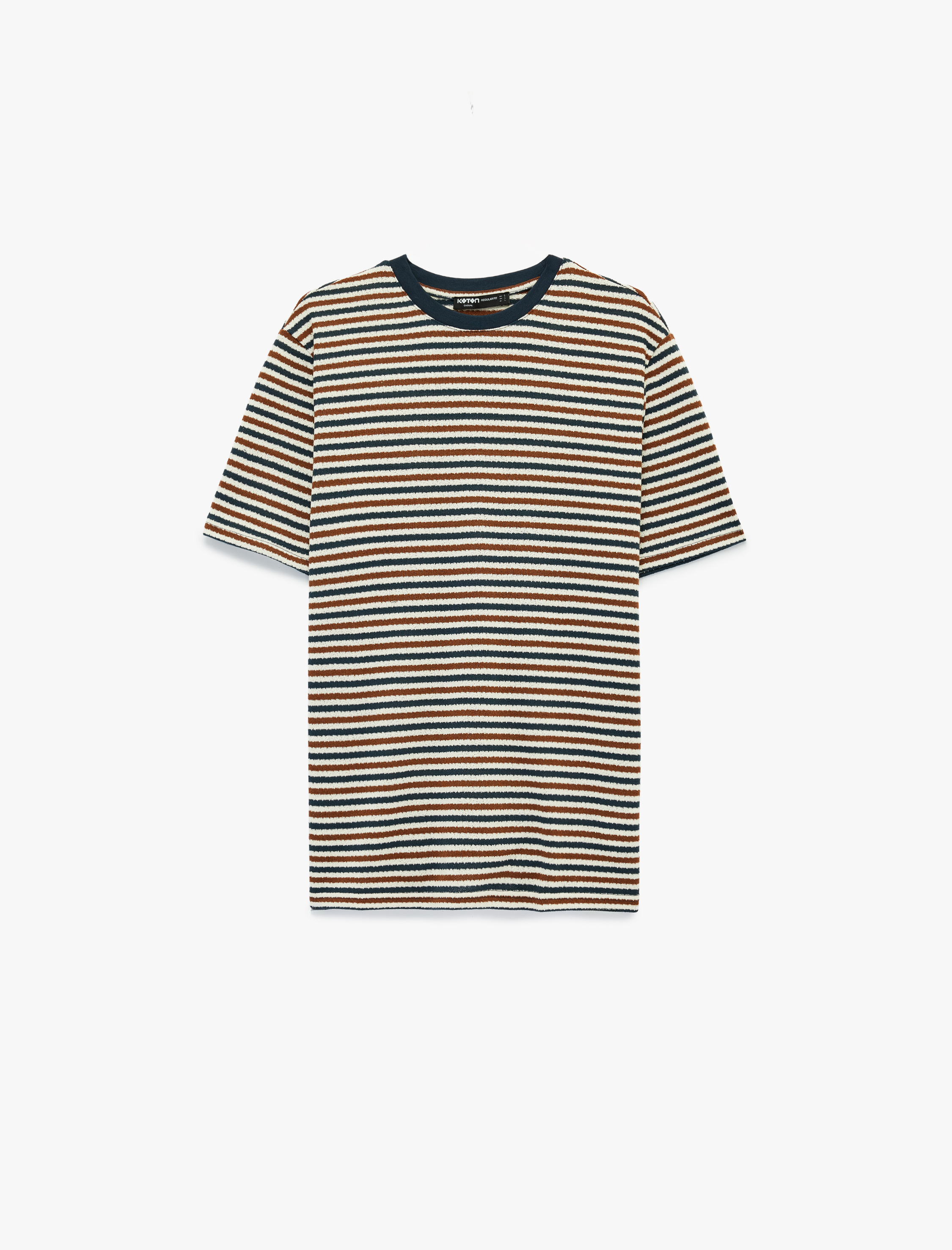   Regular Fit Bisiklet Yaka Kısa Kollu Çizgili Tişört