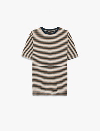 Regular Fit Bisiklet Yaka Kısa Kollu Çizgili Tişört