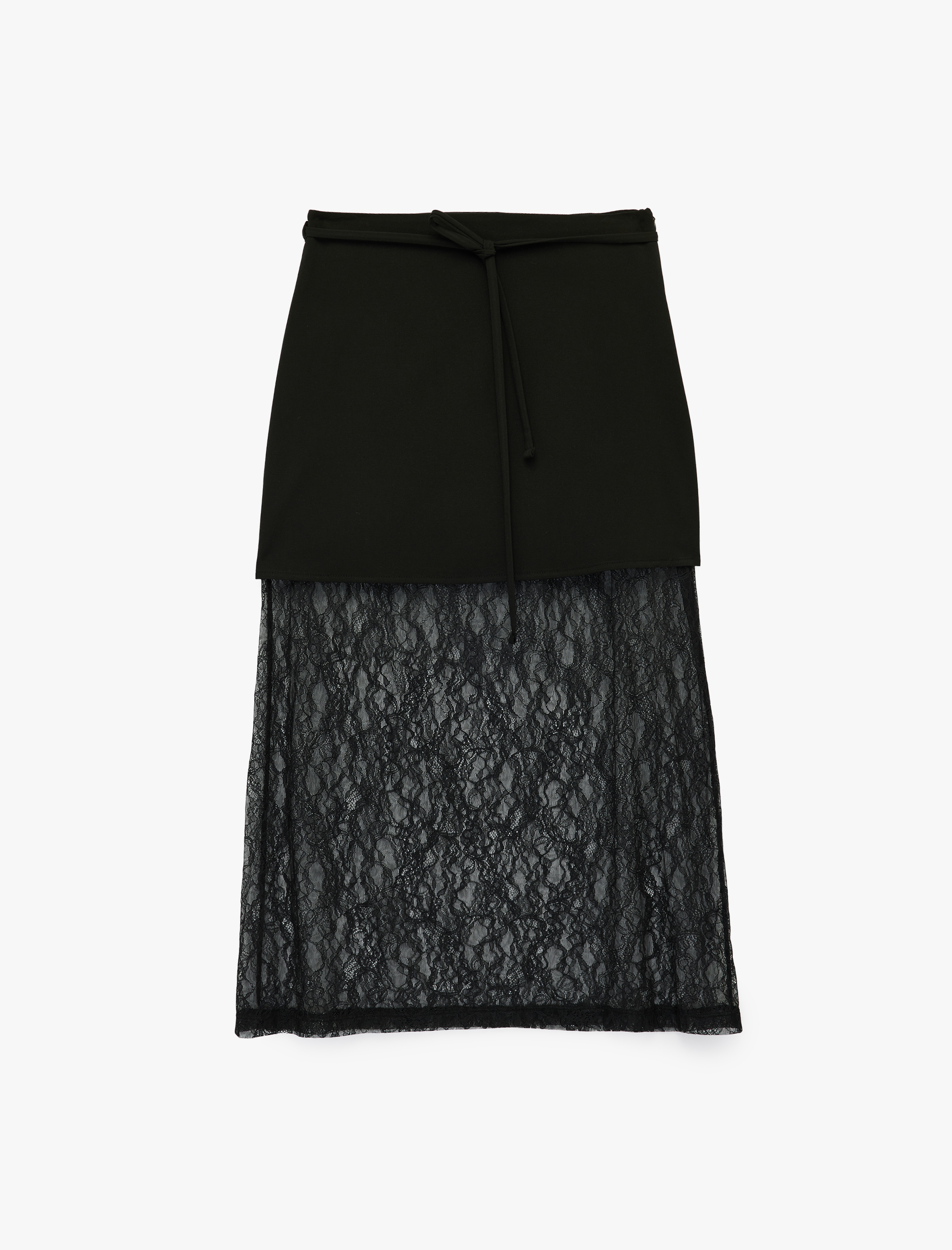   Bağlama Detaylı A Kesim Dantelli Midi Etek