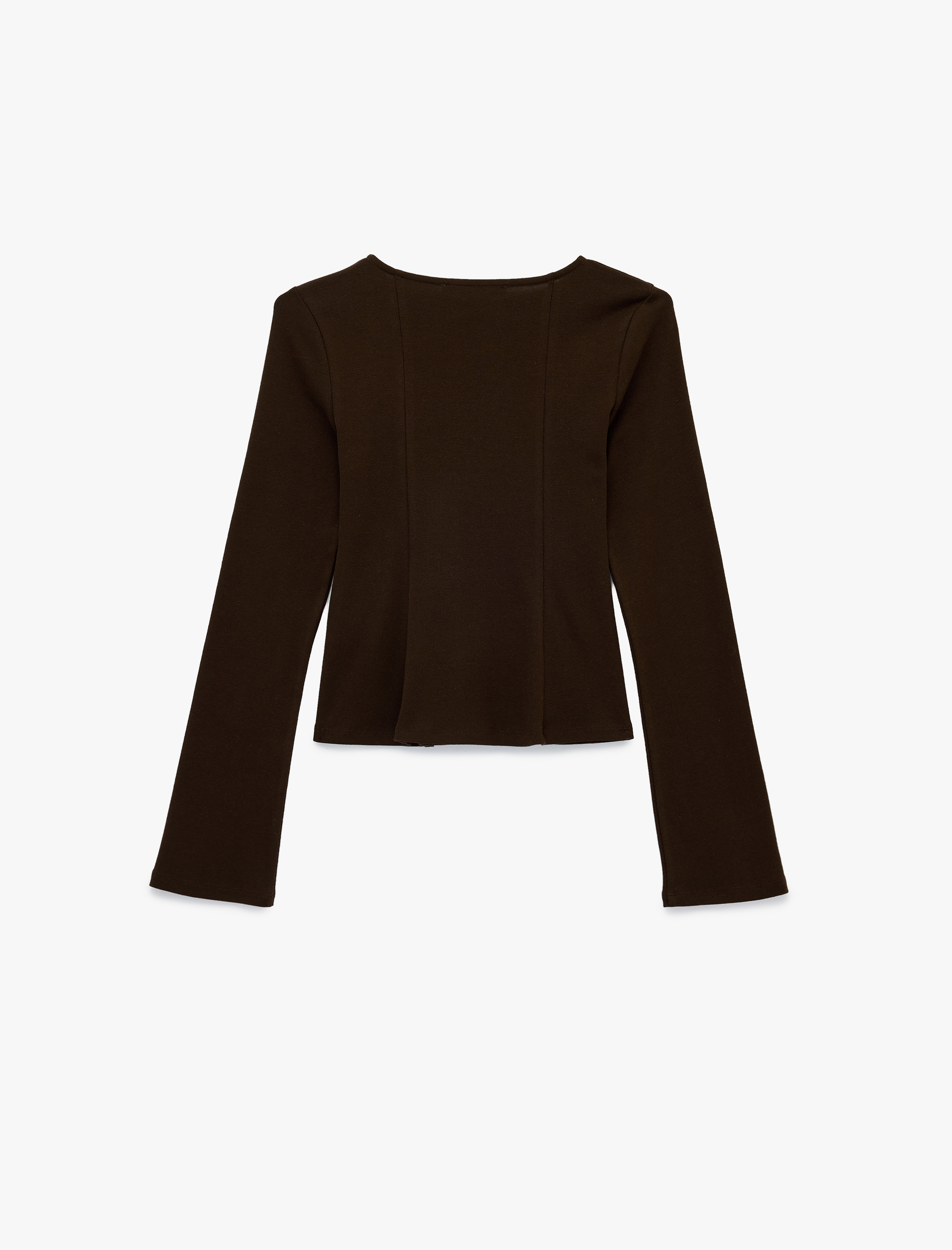   Pamuklu Uzun Kollu Kayık Yaka Slim Fit Peplum Tişört