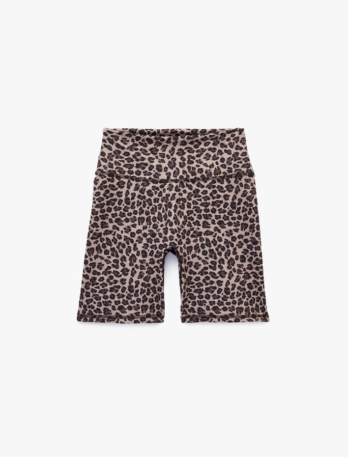  Slim Fit Yüksek Bel Biker Spor Leopar Tayt