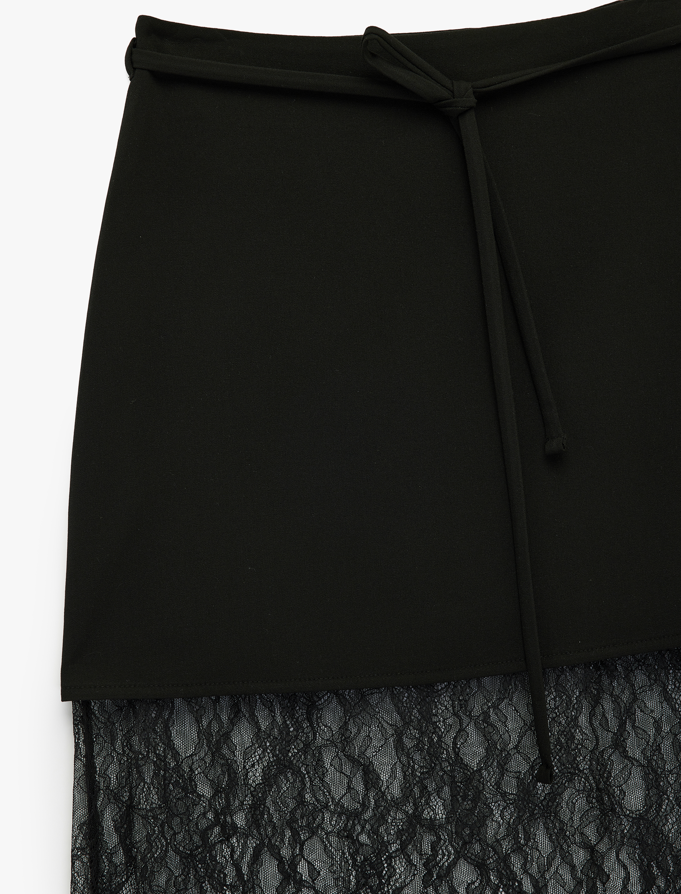   Bağlama Detaylı A Kesim Dantelli Midi Etek