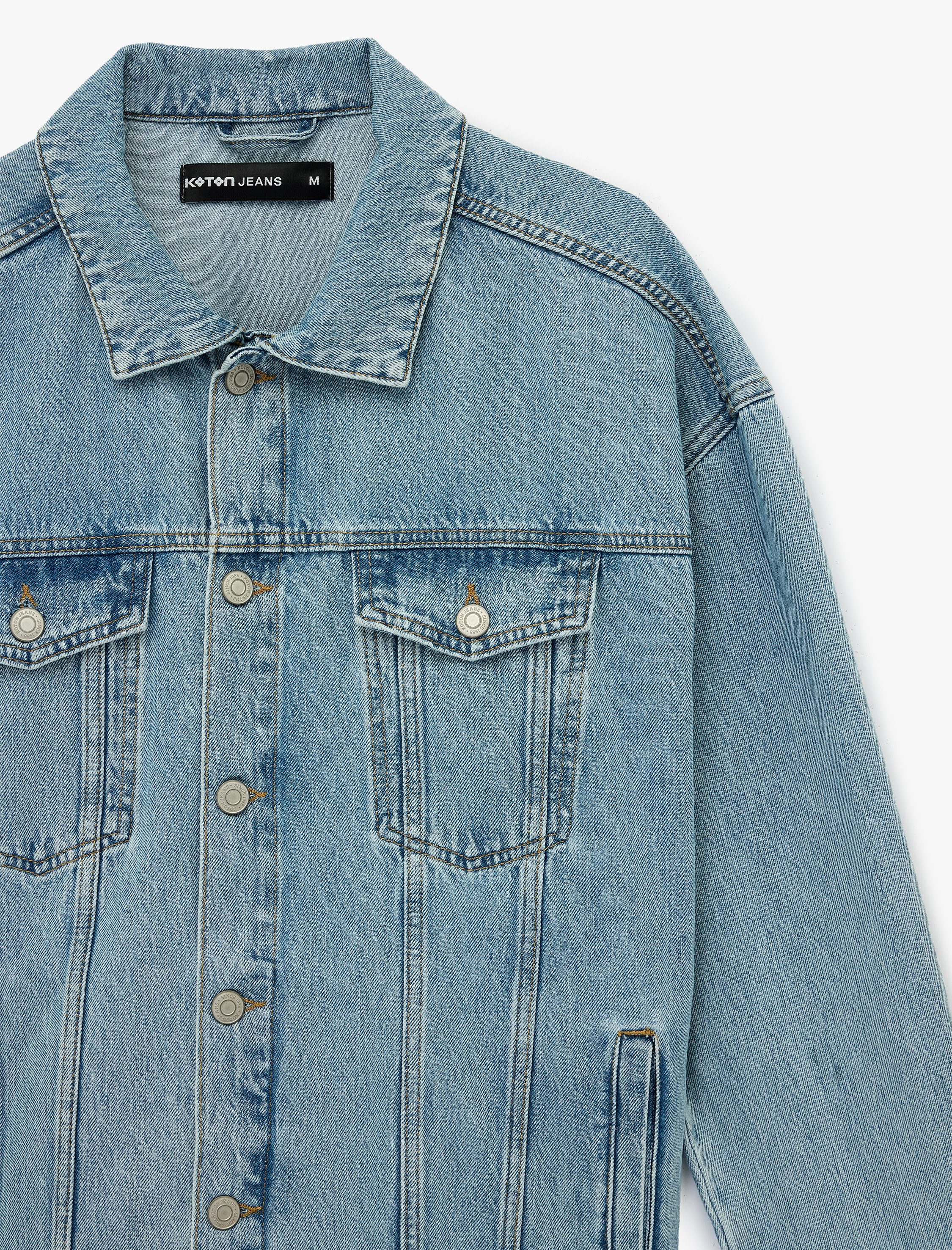   Pamuklu Uzun Kollu Kapaklı Cepli Gömlek Yaka Düğmeli Jean Ceket