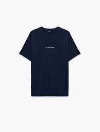 Kısa Kollu Bisiklet Yaka Rahat Kalıp Baskılı Spor Tişört