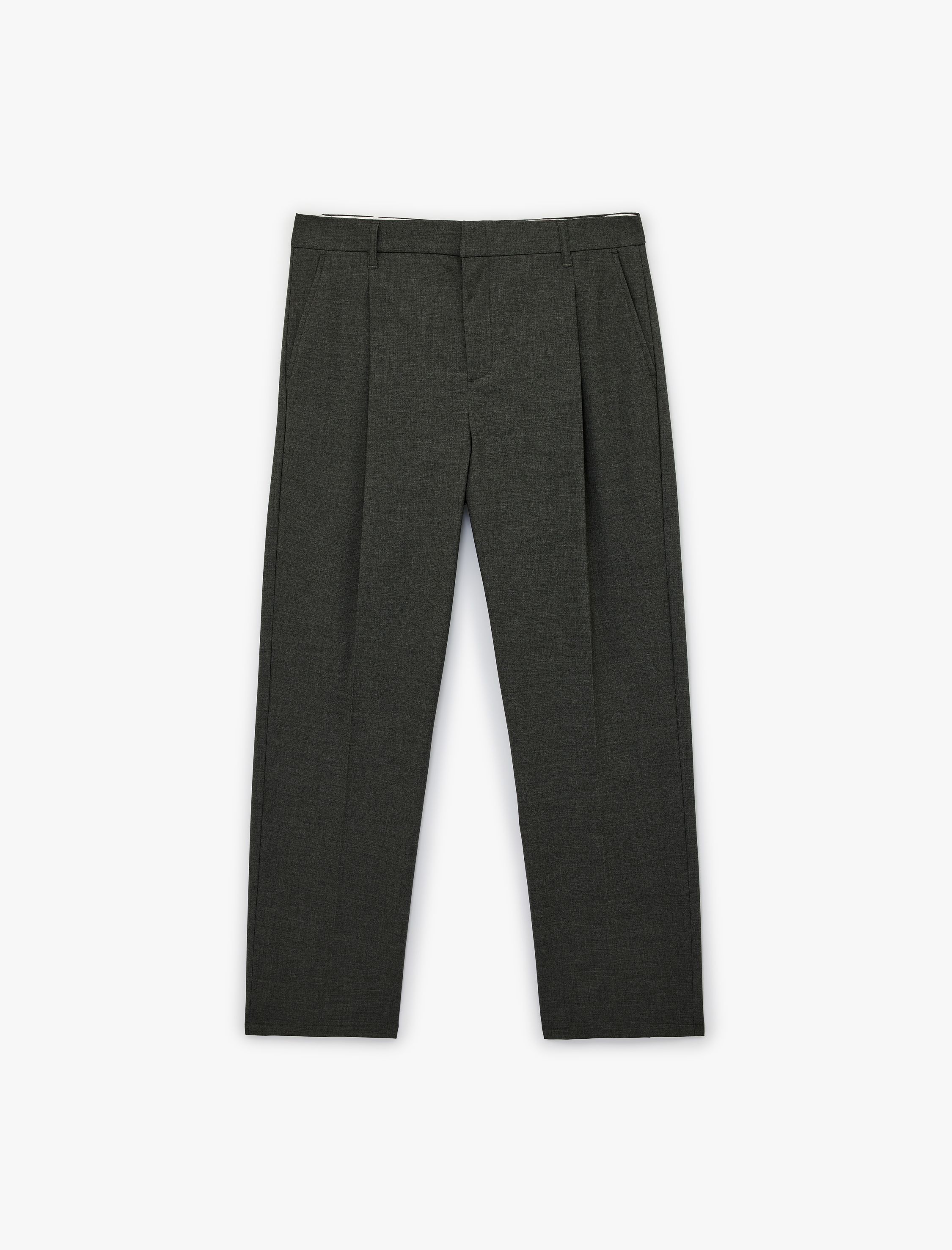   Koyun Yünü Karışımlı Cepli Pileli Klasik Kumaş Pantolon