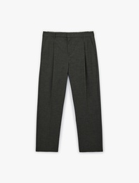 Koyun Yünü Karışımlı Cepli Pileli Klasik Kumaş Pantolon