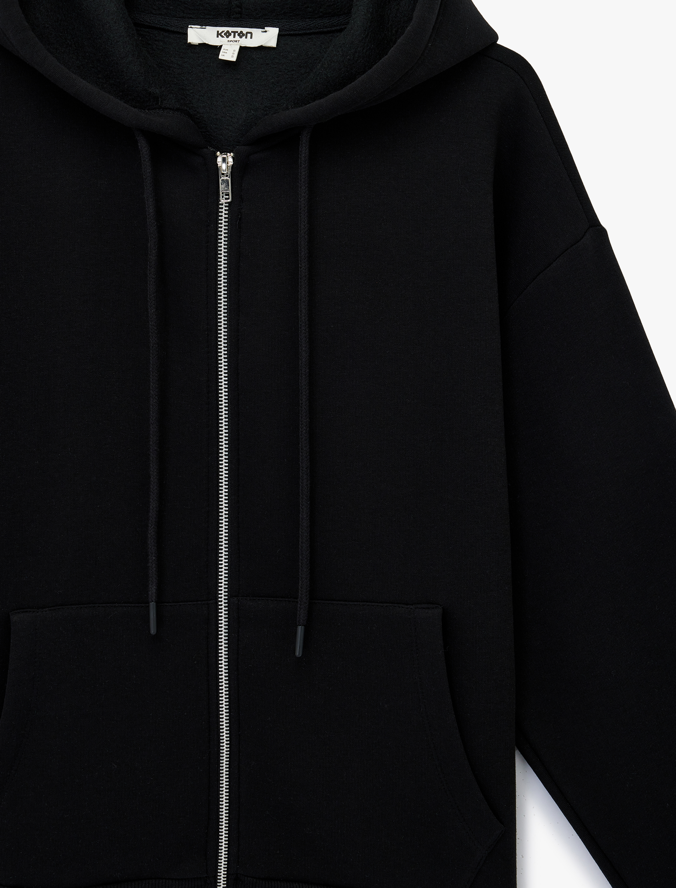   Şardonlu Uzun Kollu Fermuarlı Kapüşonlu Oversize Sweatshirt