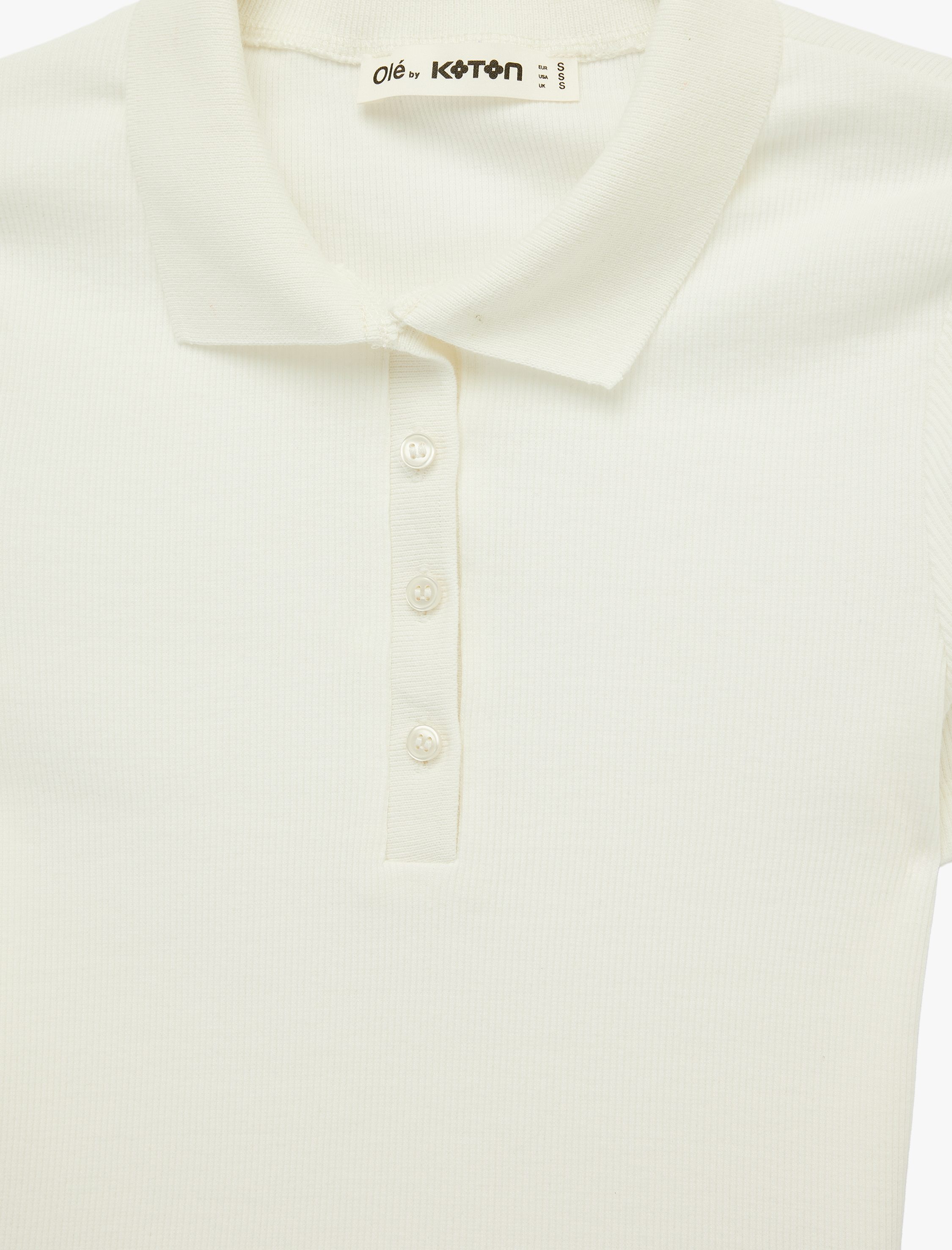   Kısa Kollu Düğmeli Slim Fit Crop Polo Yaka Tişört