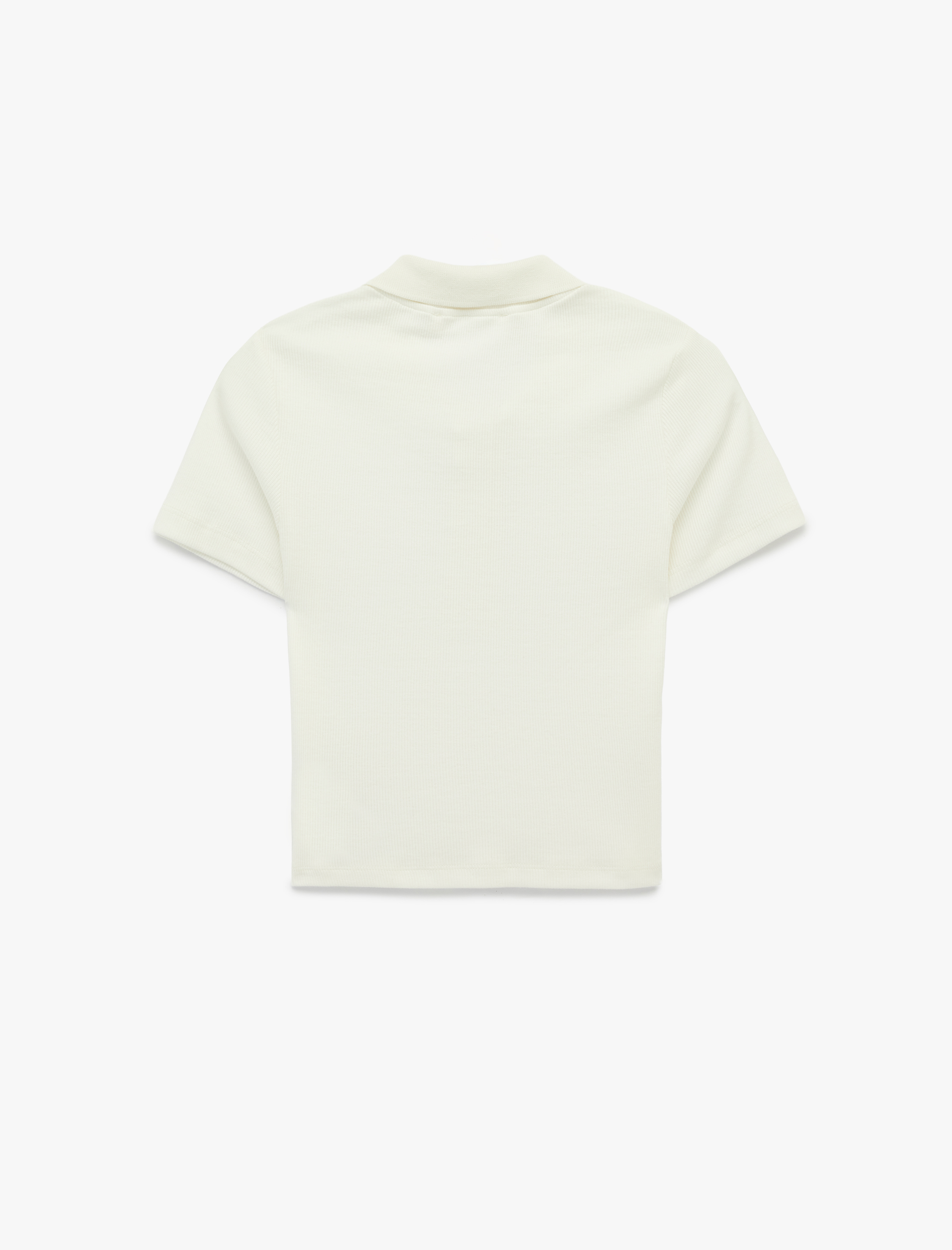   Kısa Kollu Düğmeli Slim Fit Crop Polo Yaka Tişört