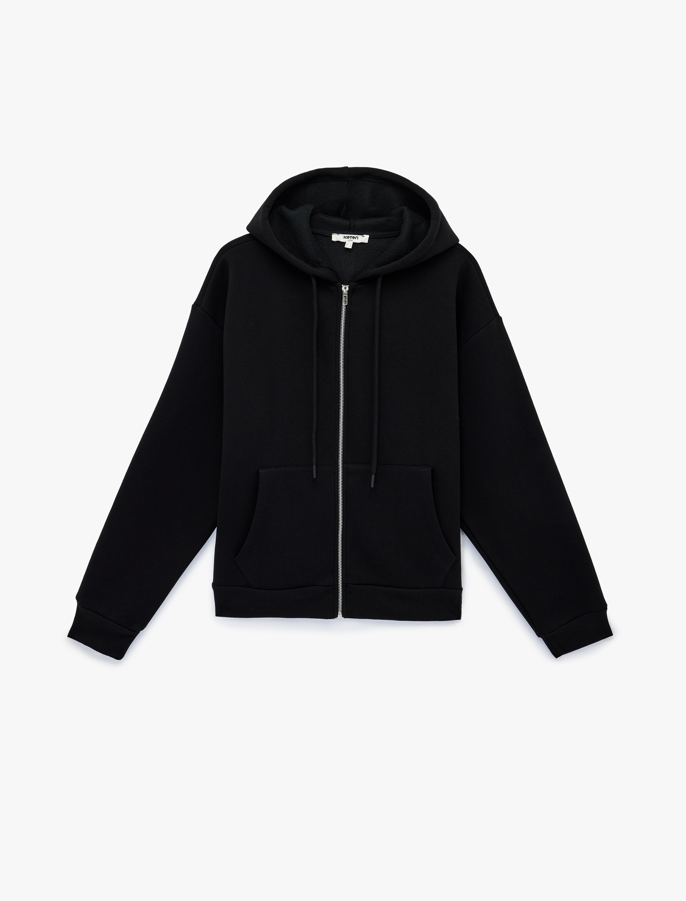   Şardonlu Uzun Kollu Fermuarlı Kapüşonlu Oversize Sweatshirt