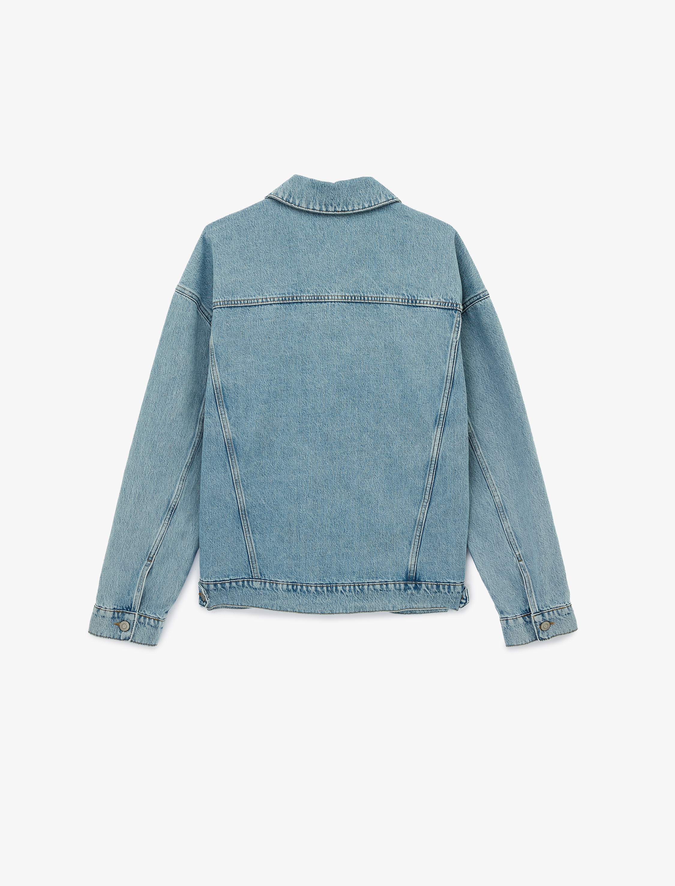   Pamuklu Uzun Kollu Kapaklı Cepli Gömlek Yaka Düğmeli Jean Ceket