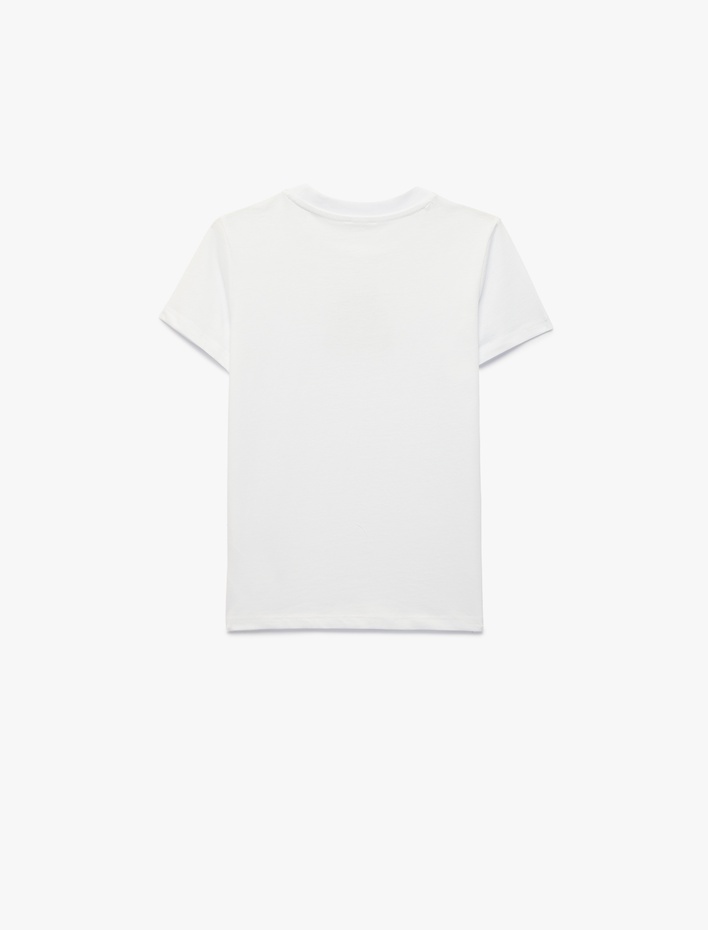 Erkek Çocuk Pamuklu Kısa Kollu Bisiklet Yaka Baskılı Tişört