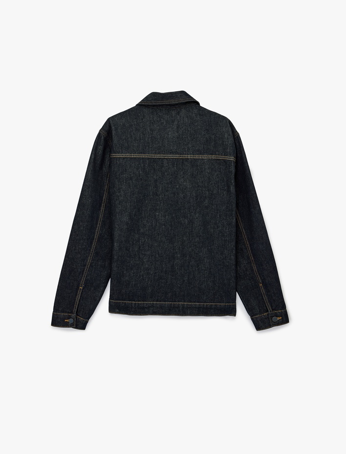  Uzun Kollu Cepli Düğmeli Oversize Jean Gömlek Ceket