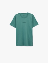 Kısa Kollu Regular Fit Bisiklet Yaka Pamuklu Baskılı Spor Tişört