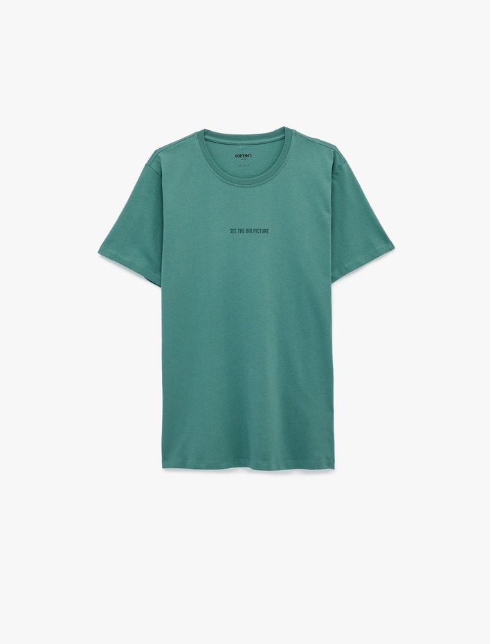  Kısa Kollu Regular Fit Bisiklet Yaka Pamuklu Baskılı Spor Tişört