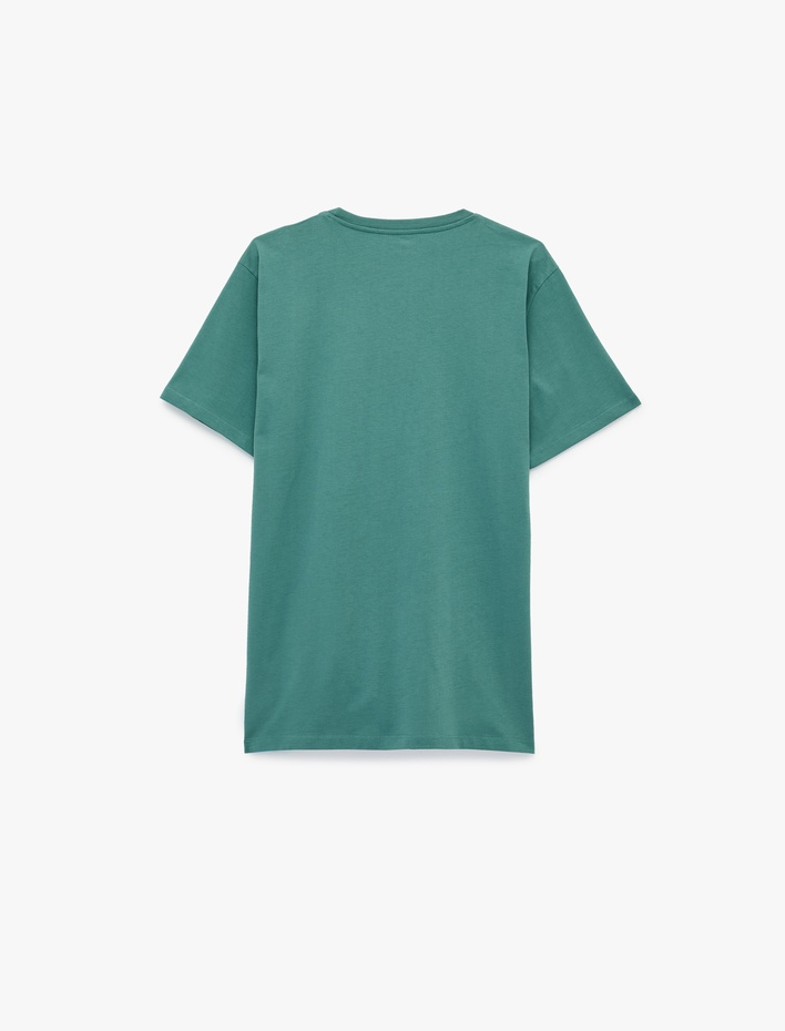  Kısa Kollu Regular Fit Bisiklet Yaka Pamuklu Baskılı Spor Tişört