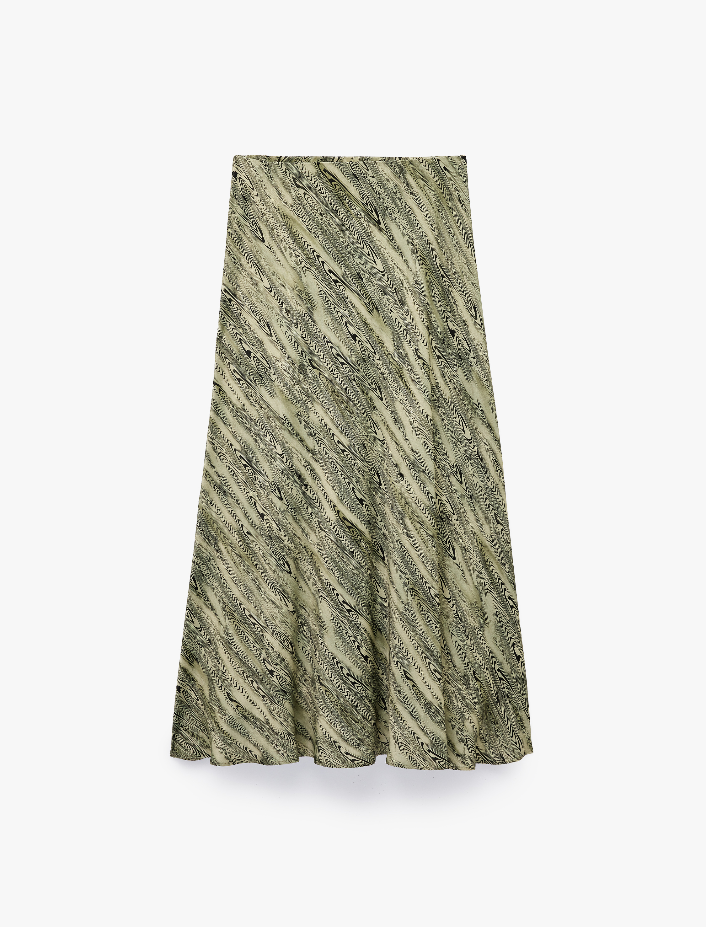   Viskon Standart Bel Soyut Desenli Midi Çan Etek