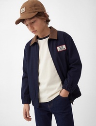 Pamuklu Fermuar Detaylı Uzun Kollu Mevsimlik Bomber Ceket