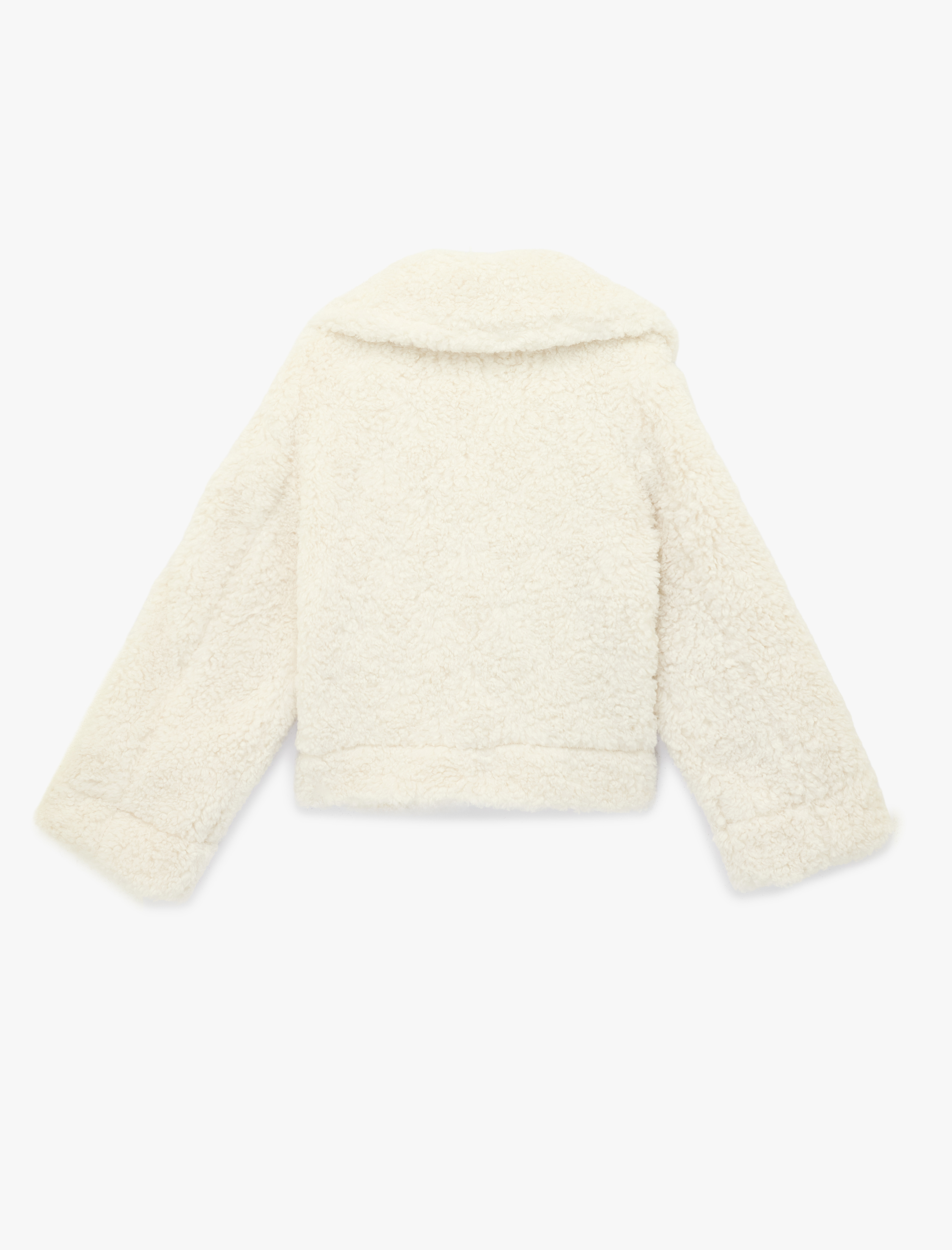   Geniş Yaka Fermuarlı Cep Detaylı Suni Kürk Ceket