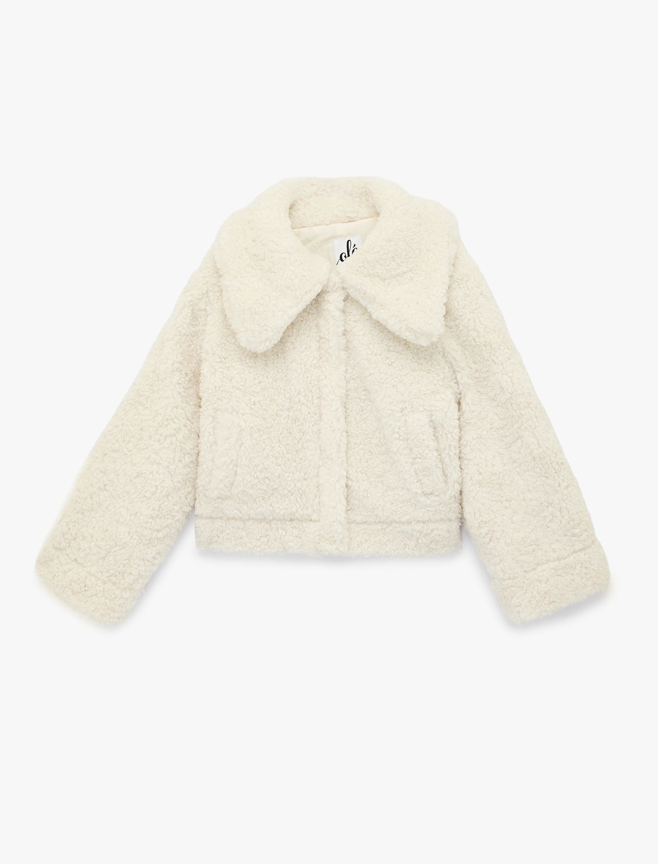   Geniş Yaka Fermuarlı Cep Detaylı Suni Kürk Ceket