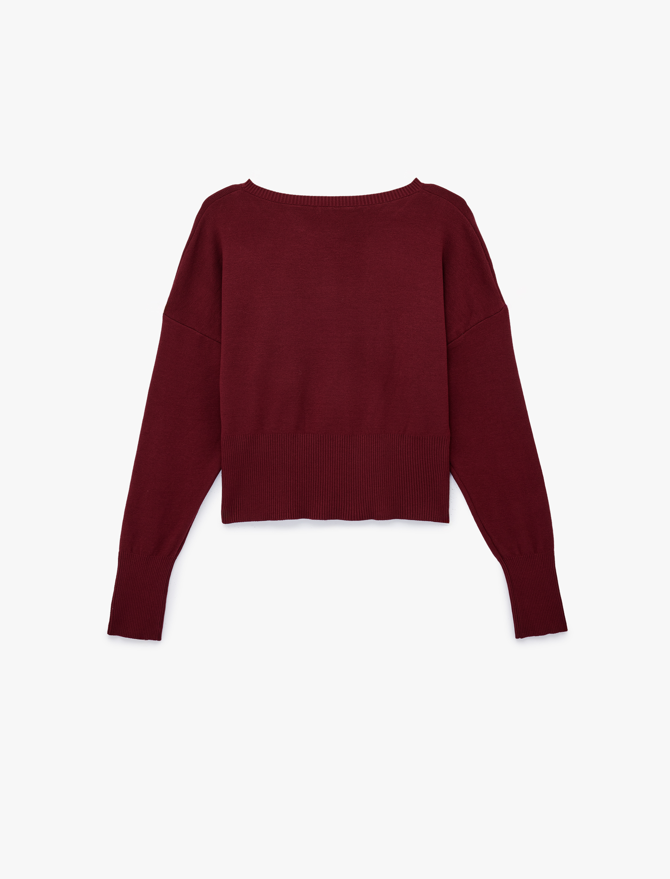   Koton X Sibil Çetinkaya - Slim Fit Düğmeli Uzun Balon Kollu Bisiklet Yaka Triko Crop Hırka